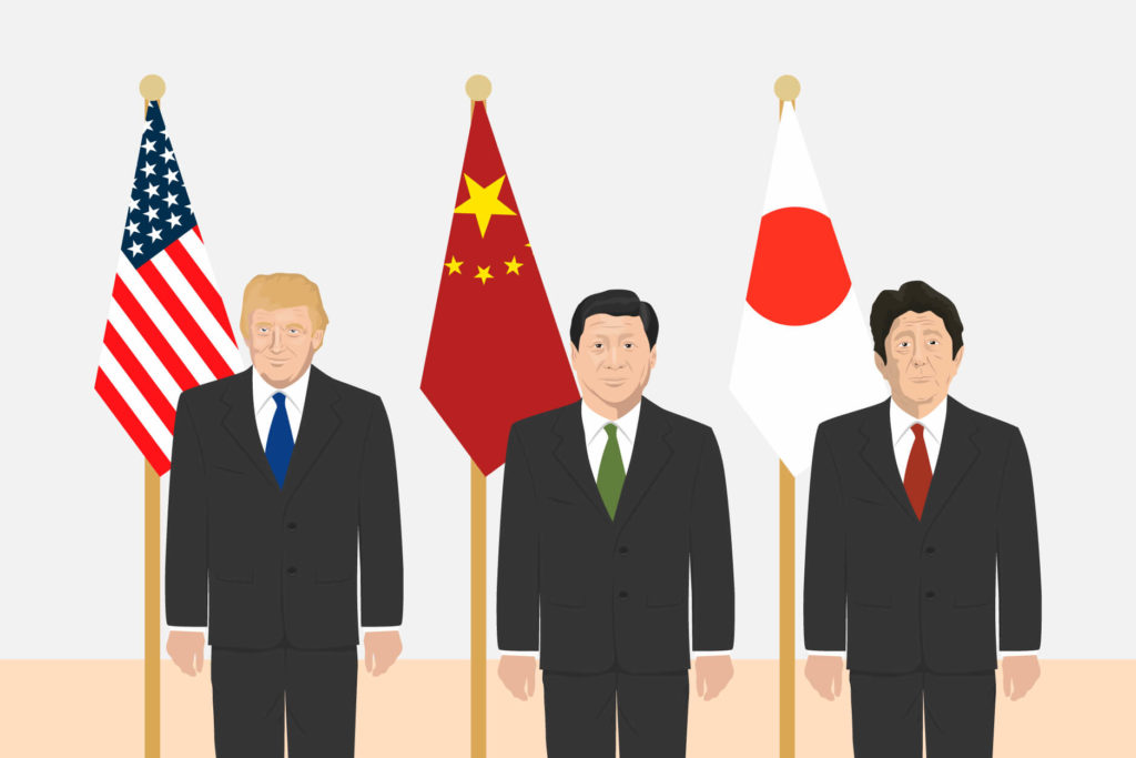 Trump Xi Abe trade war