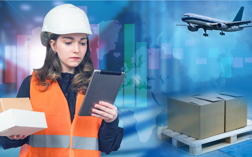 logistics worker air cargo stock