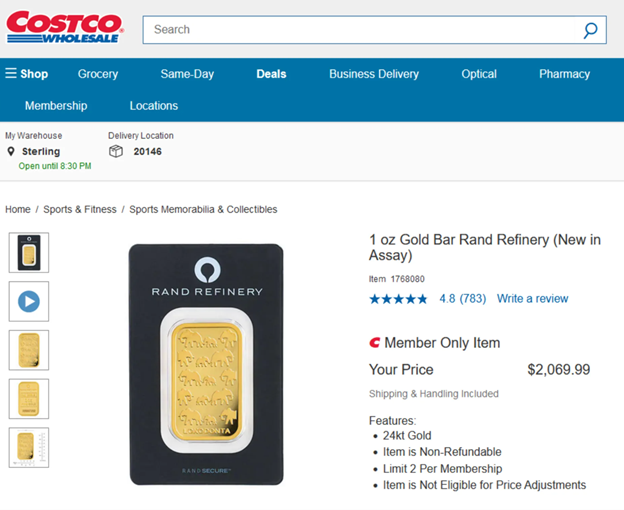 Costco gold bar
