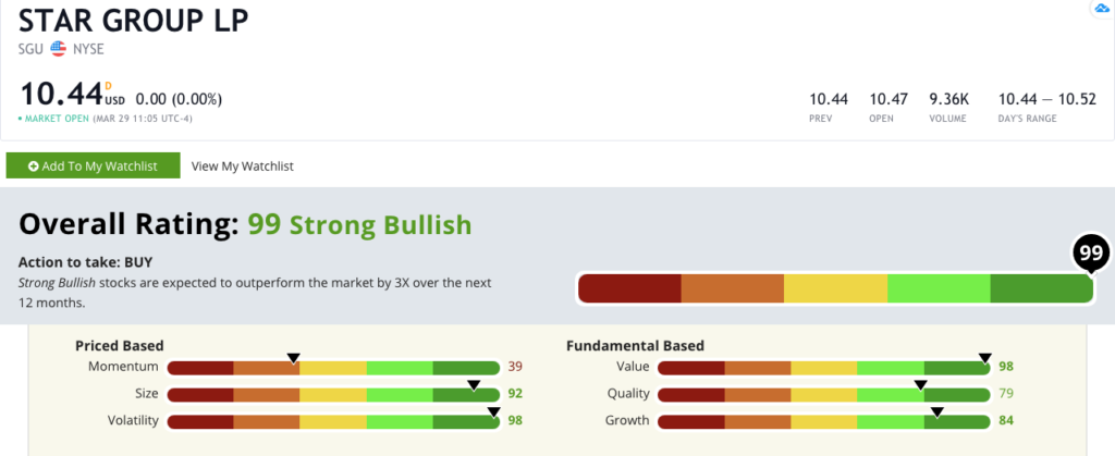 utilities stock Star Group rating