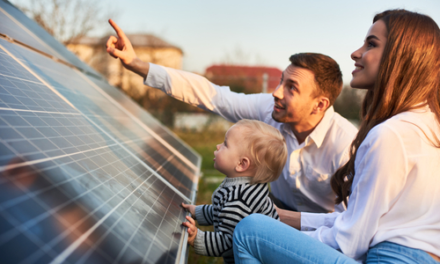 family with solar panels