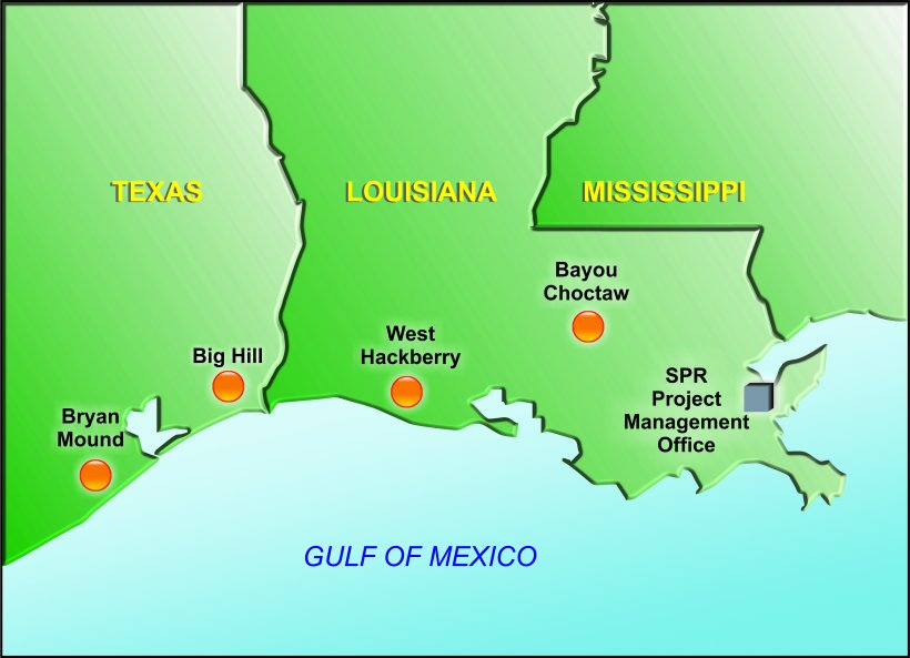 US strategic petroleum reserve map 