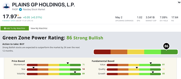 midstream oil stock rating PAGP